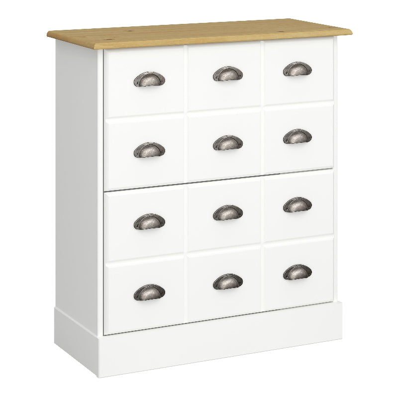 Nola White & Pine Shoe Cabinet- White Tree Furniture