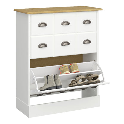 Nola White & Pine Shoe Cabinet- White Tree Furniture