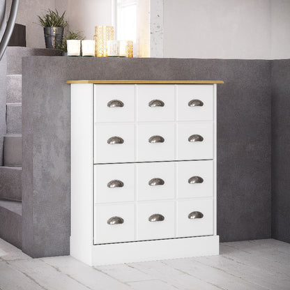 Nola White & Pine Shoe Cabinet- White Tree Furniture