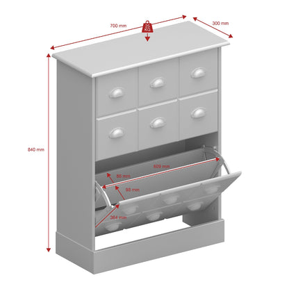 Nola White & Pine Shoe Cabinet- White Tree Furniture