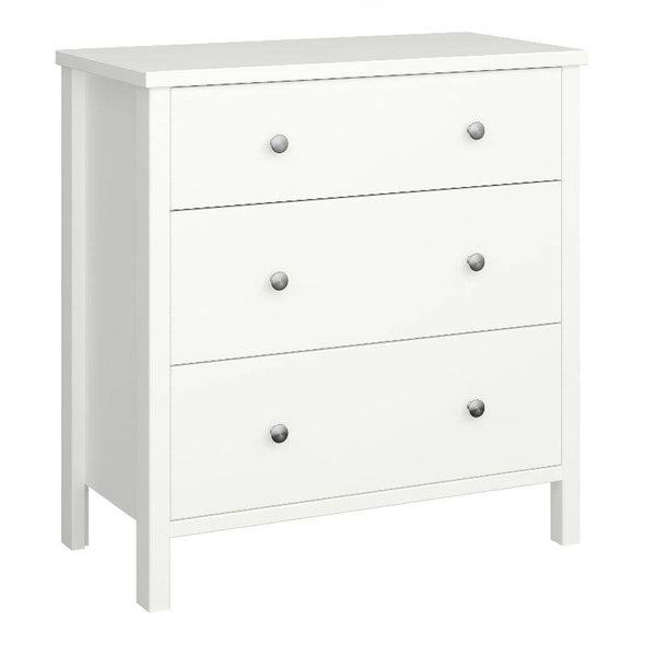 Tromso Off White 3 Drawer Chest of Drawers - White Tree Furniture