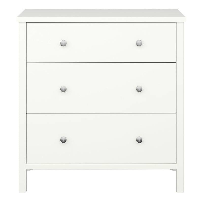 Tromso Off White 3 Drawer Chest of Drawers - White Tree Furniture