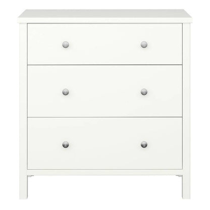 Tromso Off White 3 Drawer Chest of Drawers - White Tree Furniture