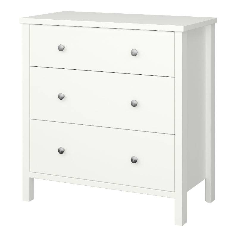 Tromso Off White 3 Drawer Chest of Drawers - White Tree Furniture