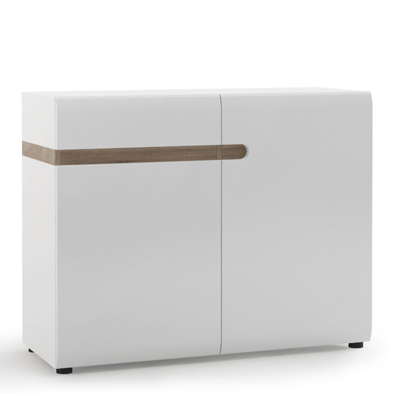 Chelsea Sideboard in White w/ Truffle Oak Trim - White Tree Furniture