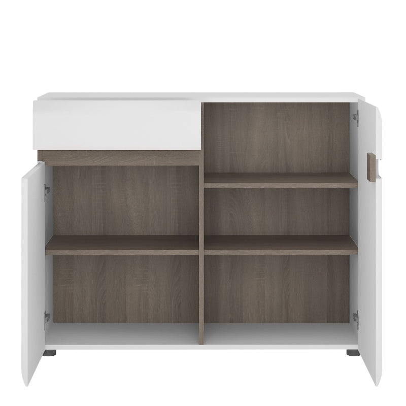 Chelsea Sideboard in White w/ Truffle Oak Trim - White Tree Furniture