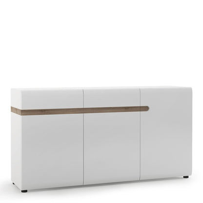 Chelsea 3 Door Sideboard in White w/ Truffle Oak Trim - White Tree Furniture