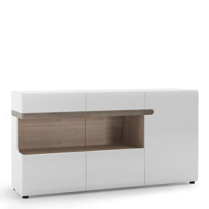 Chelsea Glazed Sideboard in White w/ Truffle Oak Trim - White Tree Furniture