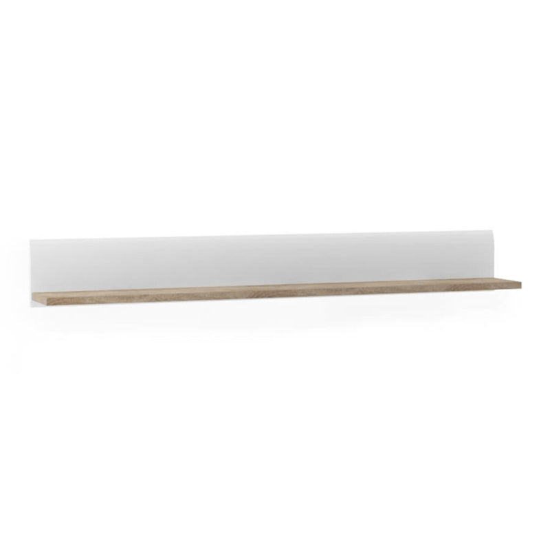 Chelsea Wall Shelf in White w/ Truffle Oak Trim - White Tree Furniture