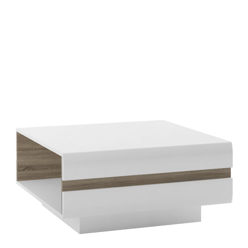 Chelsea Small Coffee Table in White w/ Truffle Oak Trim - White Tree Furniture