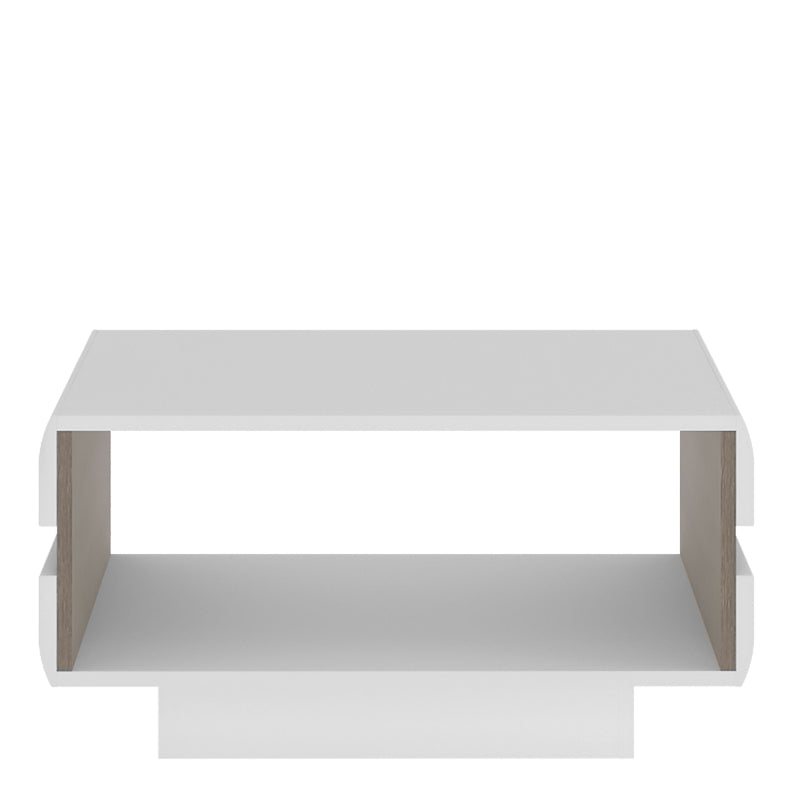 Chelsea Small Coffee Table in White w/ Truffle Oak Trim - White Tree Furniture