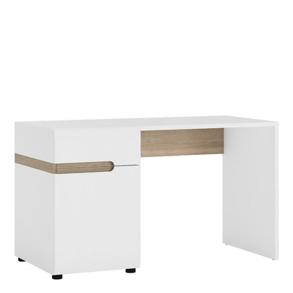 Chelsea Desk / Dressing Table in White w/ Truffle Oak Trim - White Tree Furniture