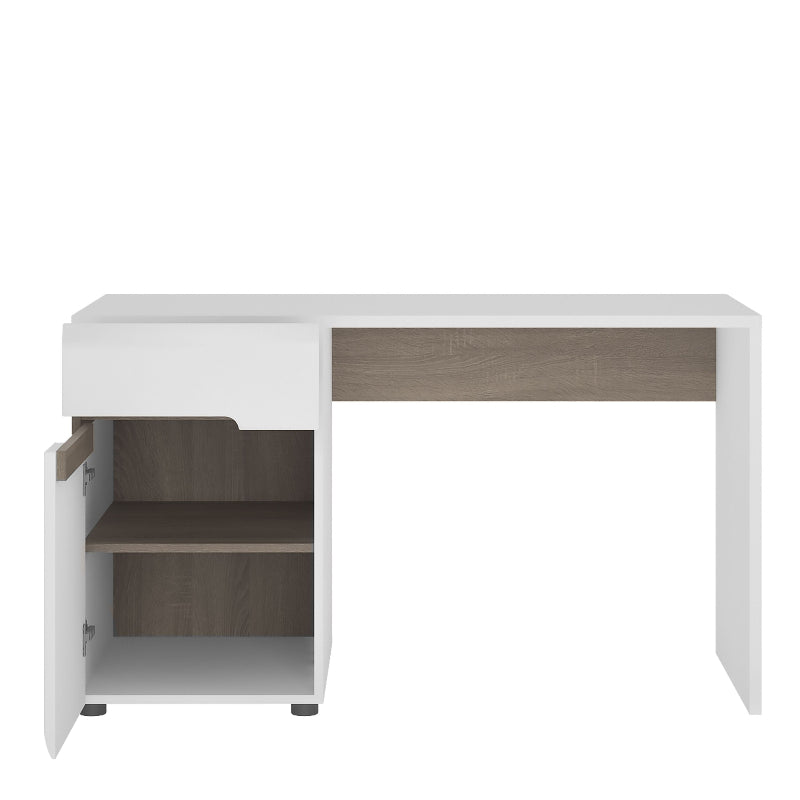 Chelsea Desk / Dressing Table in White w/ Truffle Oak Trim - White Tree Furniture