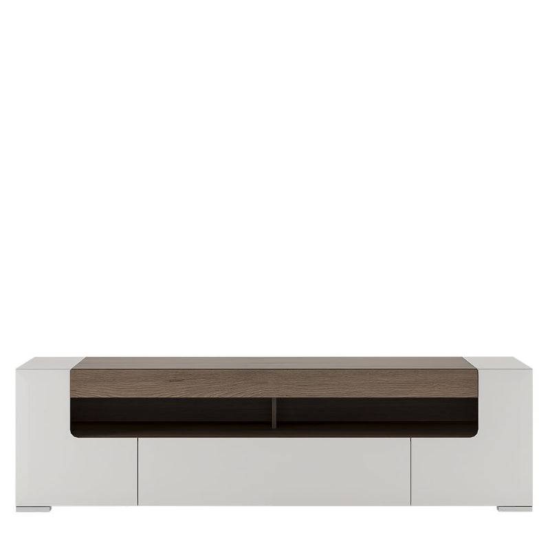 Toronto White & San Remo Oak Wide TV Cabinet 190cm - White Tree Furniture