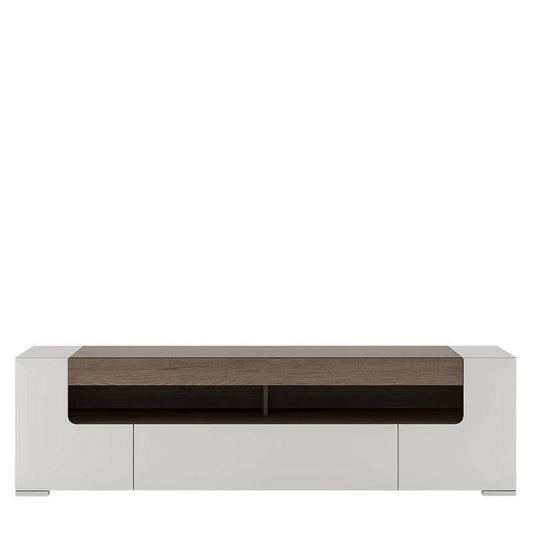 Toronto White & San Remo Oak Wide TV Cabinet 190cm - White Tree Furniture