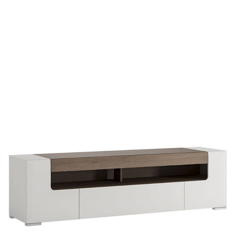 Toronto White & San Remo Oak Wide TV Cabinet 190cm - White Tree Furniture