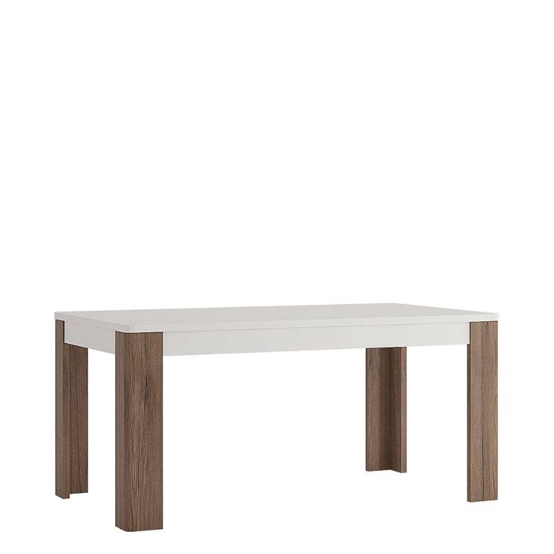 Toronto White & San Remo Oak Dining Table 160cm - White Tree Furniture