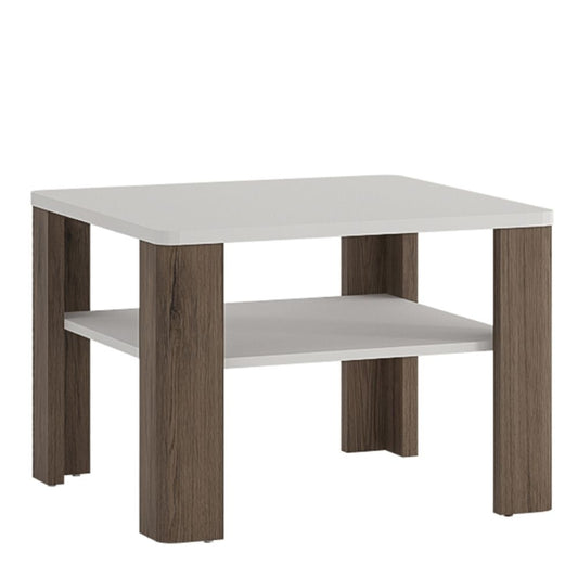 Toronto White & San Remo Oak Square Coffee Table w/ Shelf - White Tree Furniture