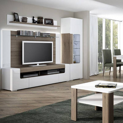 Toronto White & San Remo Oak Wide TV Cabinet 190cm - White Tree Furniture