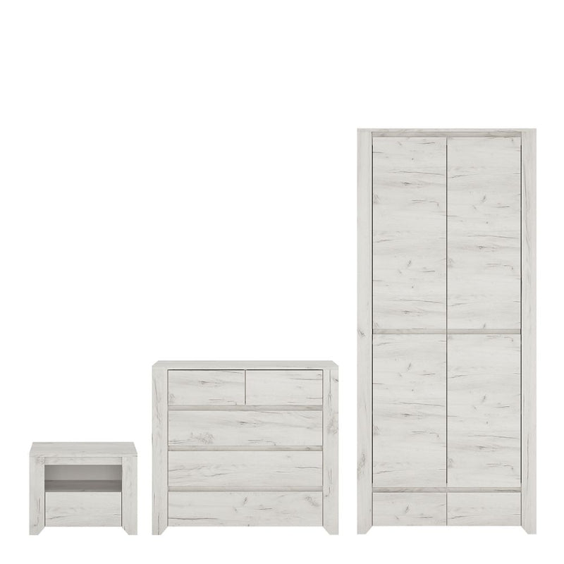 ANGEL SET: Bedside Cabinet + Chest of Drawers + Wardrobe - White Tree Furniture