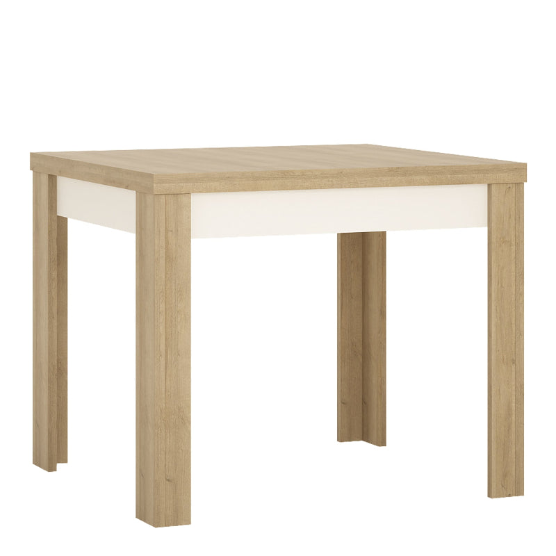 Lyon Small Extending Dining Table in Oak / White High Gloss - White Tree Furniture