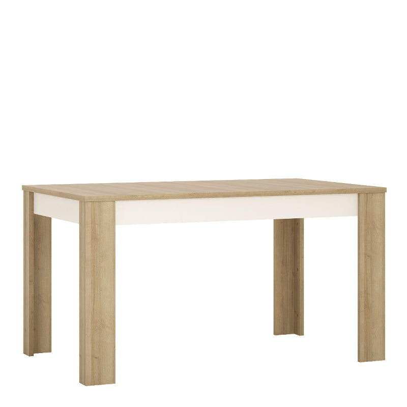 Lyon Medium Extending Dining Table in Oak / White High Gloss - White Tree Furniture