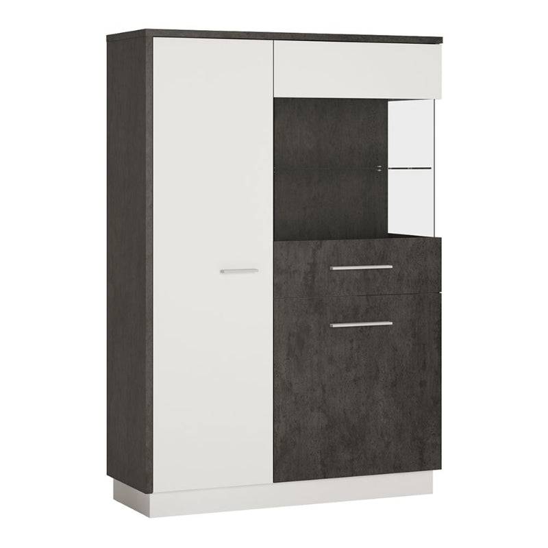 Zingaro White & Black Low Display Cabinet (RH) - White Tree Furniture