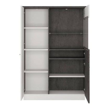 Zingaro White & Black Low Display Cabinet (RH) - White Tree Furniture