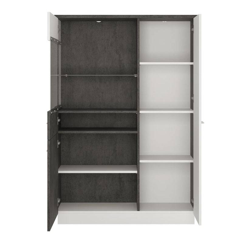 Zingaro White & Black Low Display Cabinet (LH) - White Tree Furniture