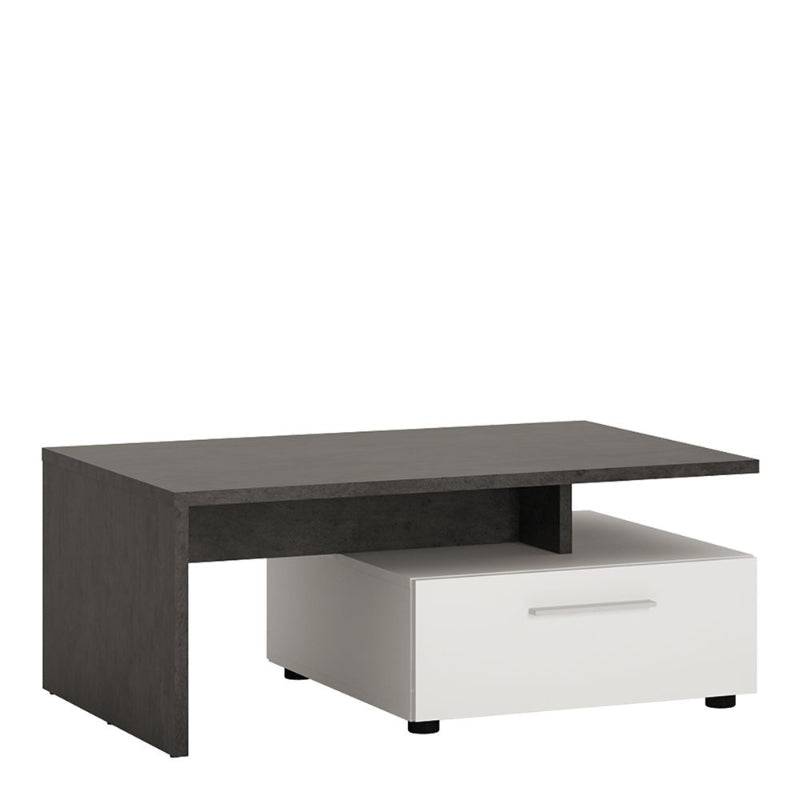 Zingaro White & Black Coffee Table w/ 2 Drawers - White Tree Furniture