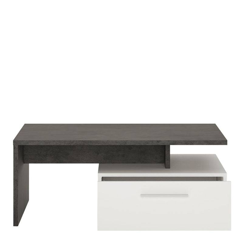 Zingaro White & Black Coffee Table w/ 2 Drawers - White Tree Furniture