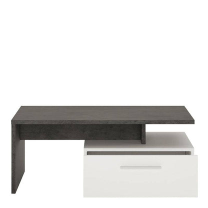 Zingaro White & Black Coffee Table w/ 2 Drawers - White Tree Furniture