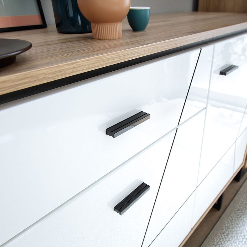 Brolo Wide Sideboard w/ Walnut & Dark Panel Finish - White Tree Furniture