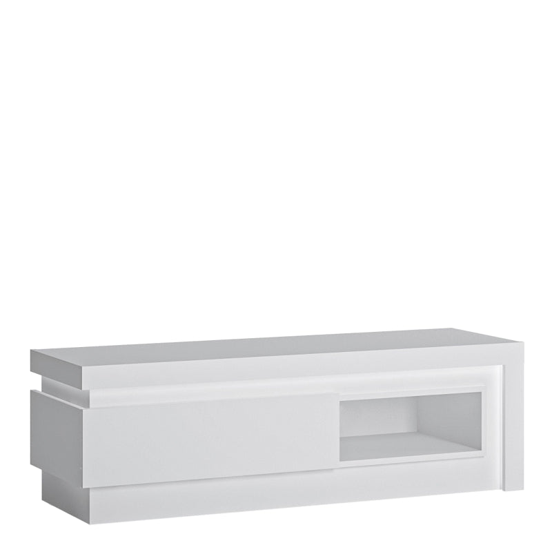 Lyon TV Cabinet w/ Open Shelf in White & High Gloss - White Tree Furniture