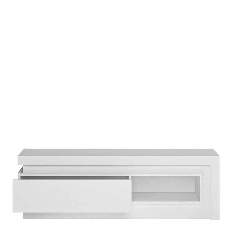 Lyon TV Cabinet w/ Open Shelf in White & High Gloss - White Tree Furniture