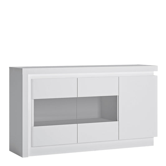 Lyon Glazed Sideboard w/ LED lighting in White & High Gloss - White Tree Furniture