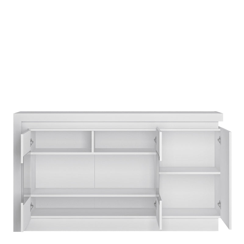 Lyon Glazed Sideboard w/ LED lighting in White & High Gloss - White Tree Furniture