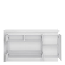 Lyon Glazed Sideboard w/ LED lighting in White & High Gloss - White Tree Furniture