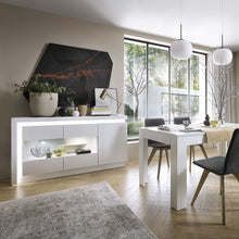 Lyon Glazed Sideboard w/ LED lighting in White & High Gloss - White Tree Furniture