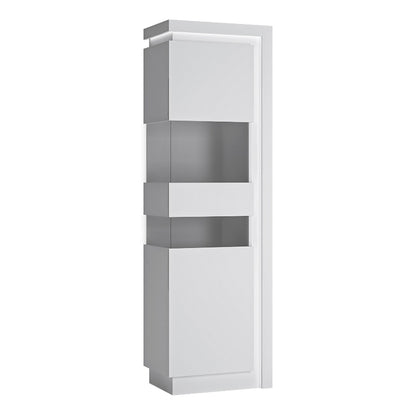 Lyon Tall Narrow Display Cabinet (LHD) w/ LED lighting - White Tree Furniture