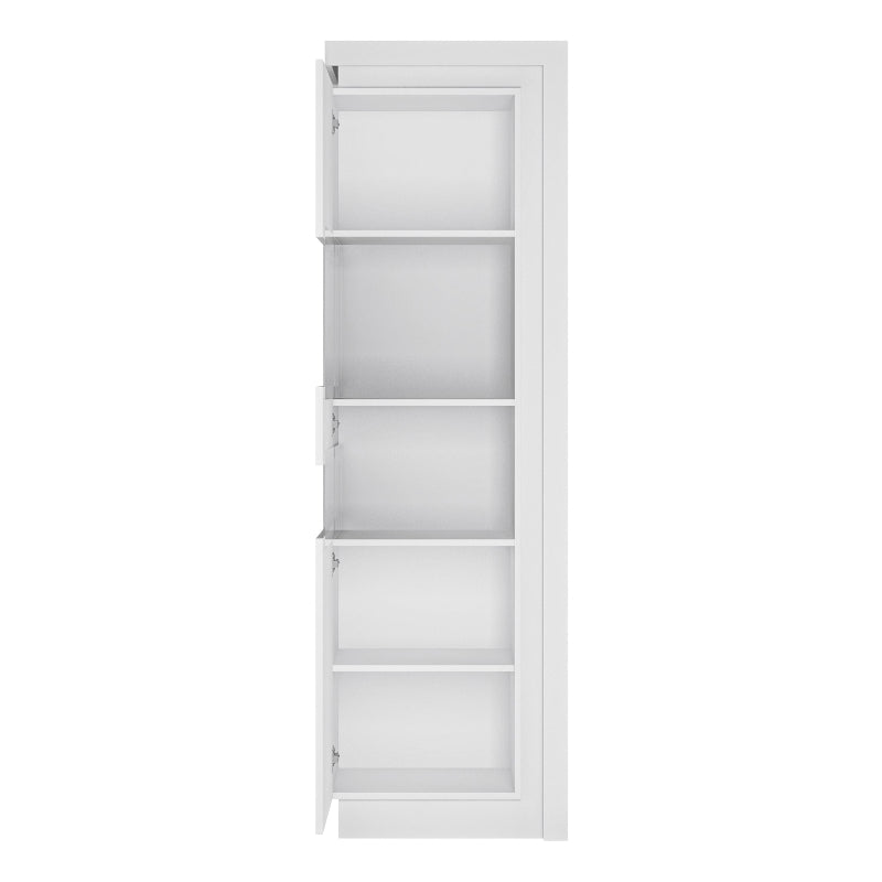 Lyon Tall Narrow Display Cabinet (LHD) w/ LED lighting - White Tree Furniture