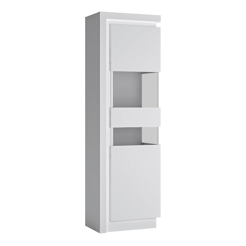 Lyon Tall Narrow Display Cabinet (RHD) w/ LED Lighting - White Tree Furniture