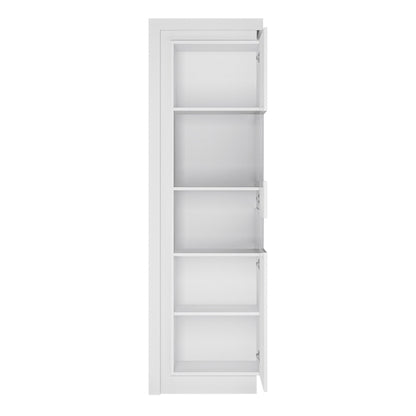 Lyon Tall Narrow Display Cabinet (RHD) w/ LED Lighting - White Tree Furniture