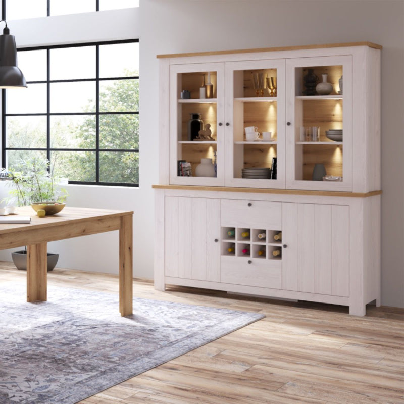 Celesto Sideboard with Top Display Unit - White Tree Furniture