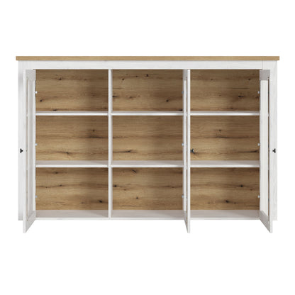 Celesto 3 Door Display Top Unit in White & Oak - White Tree Furniture