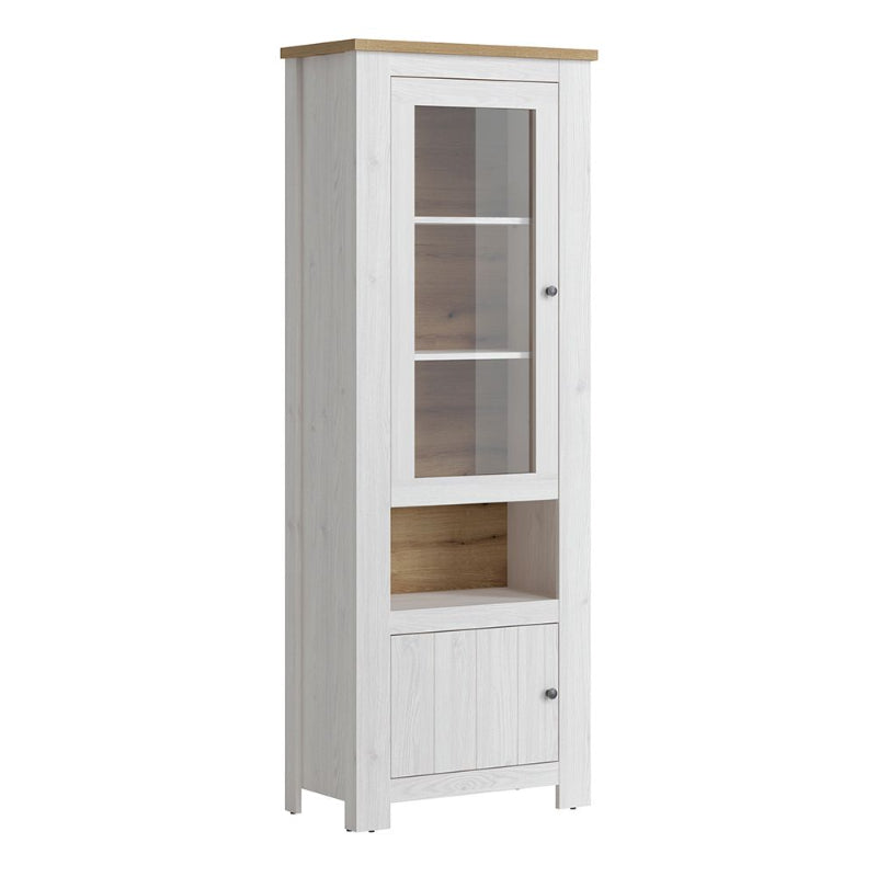 Celesto Display Cabinet in White & Oak inc 2 LED Lights - White Tree Furniture