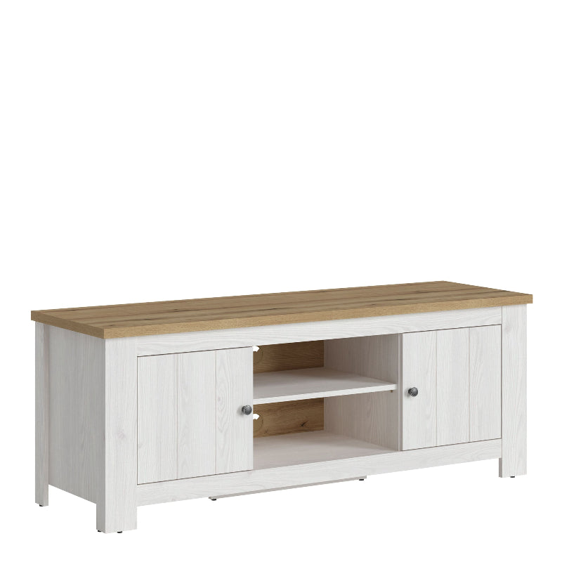 Celesto 2 Door TV Unit in White and Oak 154cm - White Tree Furniture