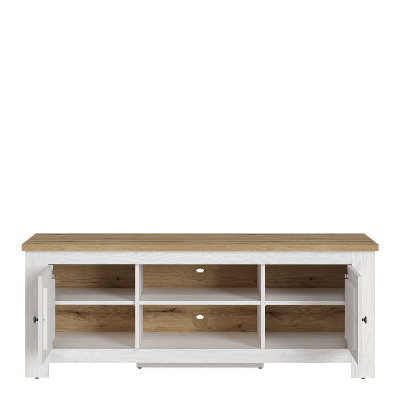 Celesto 2 Door TV Unit in White and Oak 154cm - White Tree Furniture