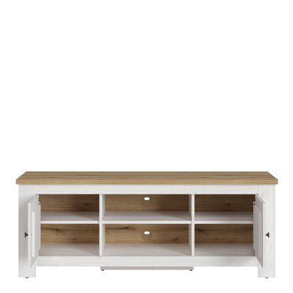 Celesto 2 Door TV Unit in White and Oak 154cm - White Tree Furniture