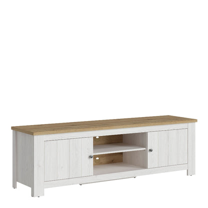 Celesto 2 Door Wide TV Unit in White & Oak 189cm - White Tree Furniture